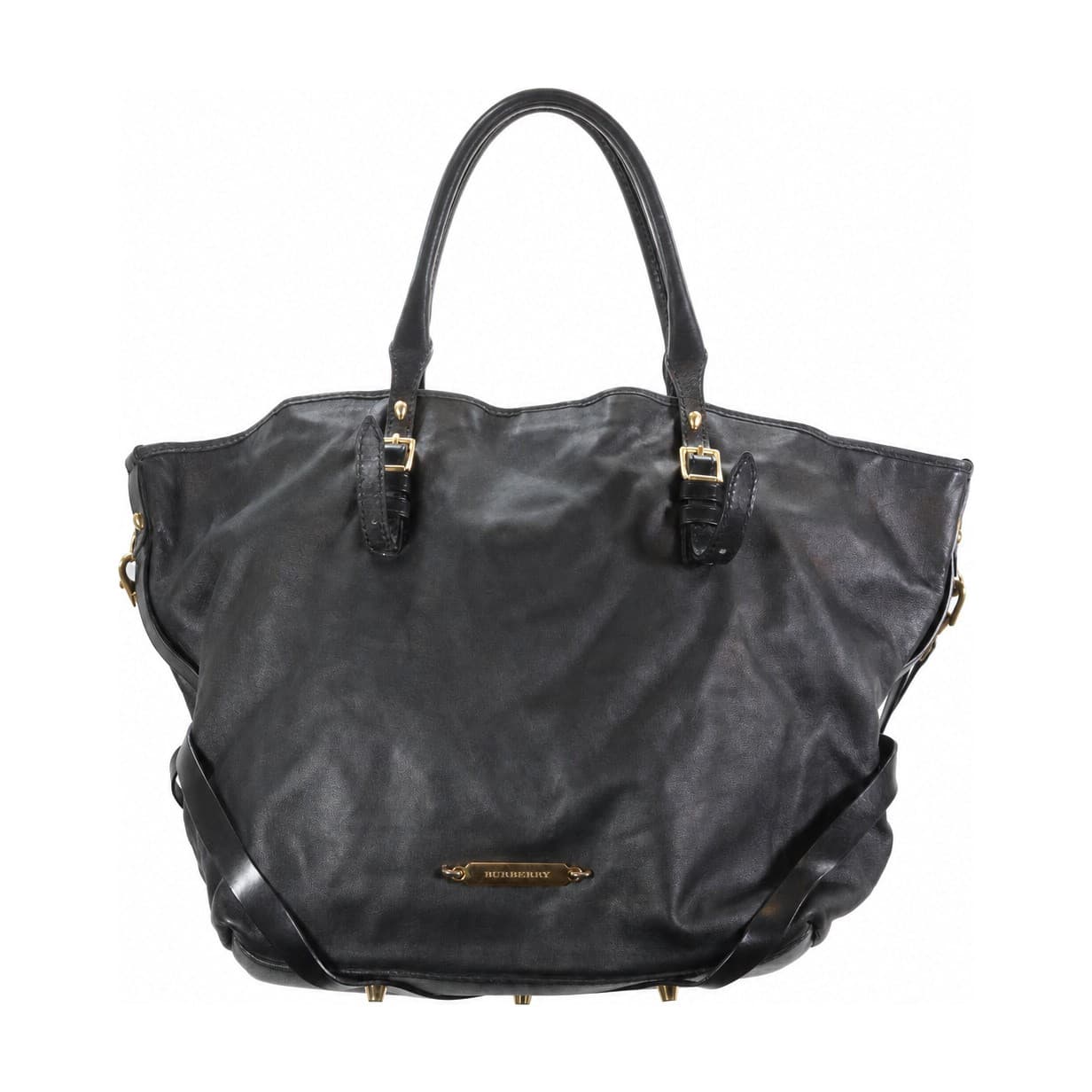 Burberry Black Leather Tote Handbag Purse Bag Shoulder Bag Crossbody House Check handbags auction on bidia.ai