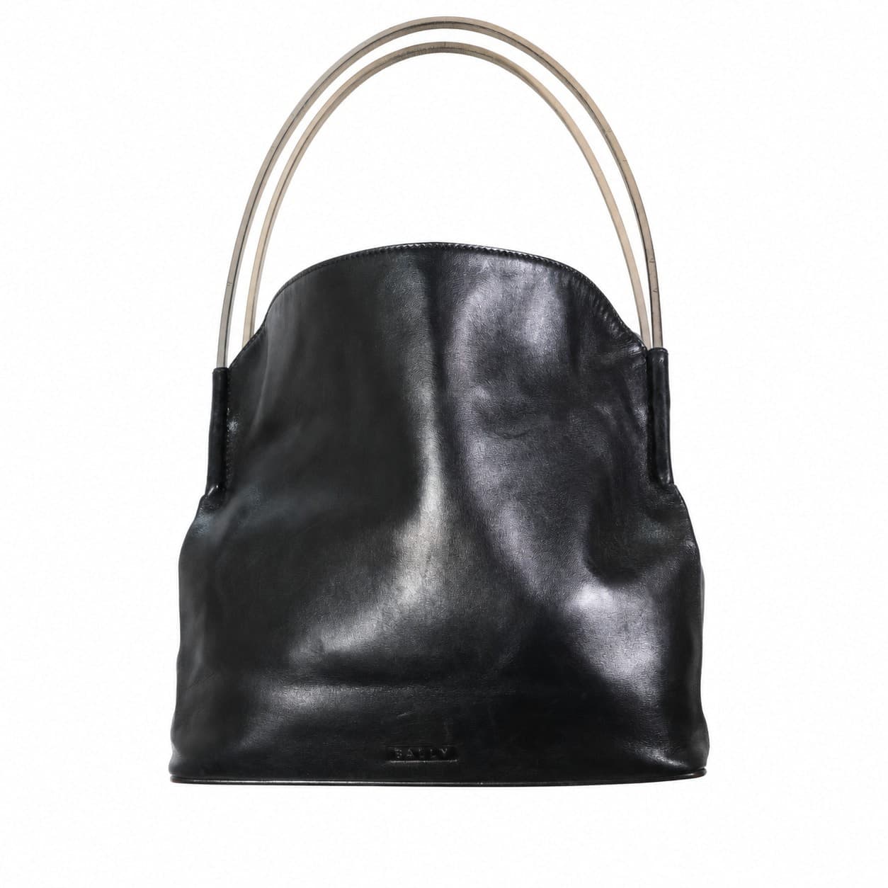 Bally Black Leather Shoulder Bag Tote Handbag Purse Two-Tone Handles handbags auction on bidia.ai