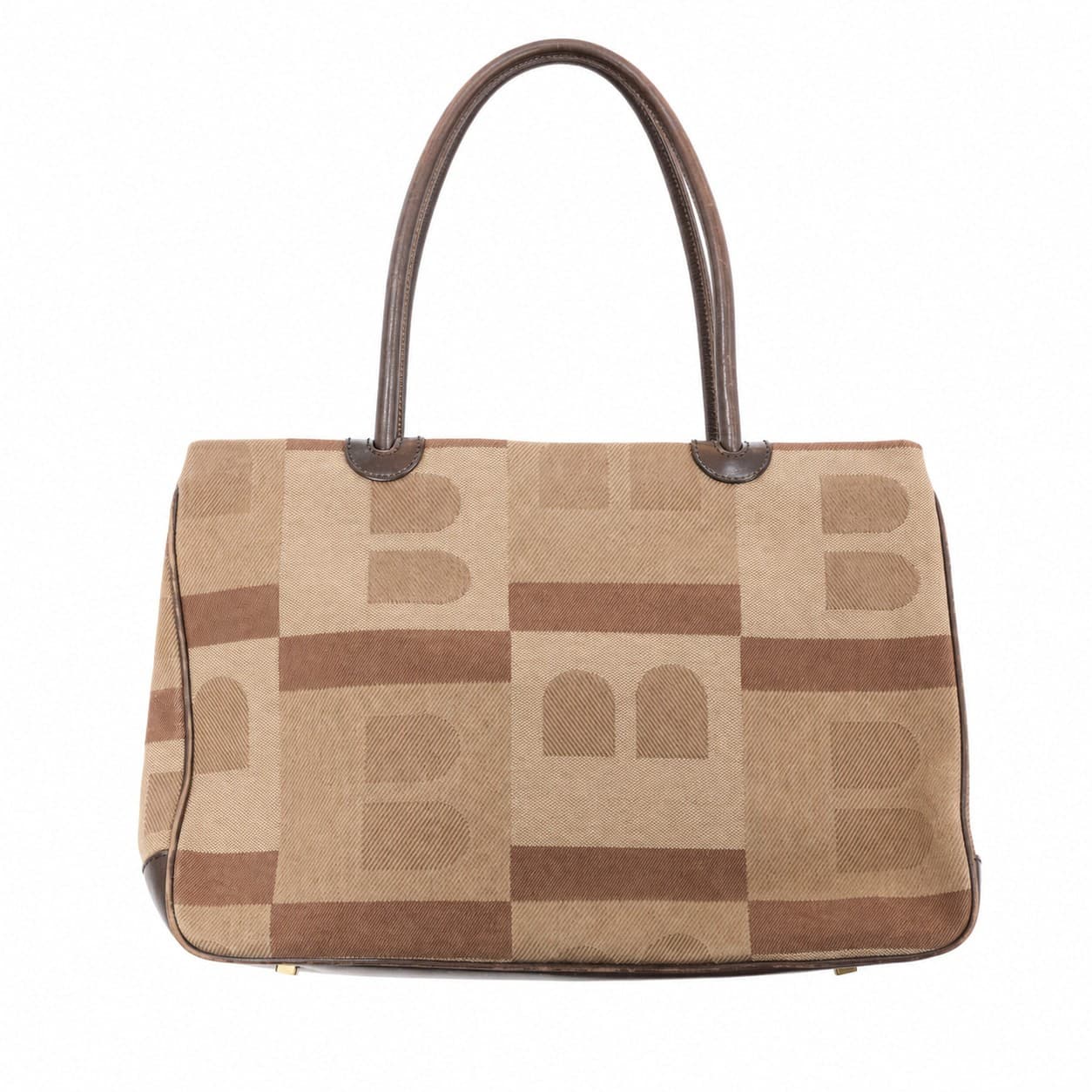 Bally Canvas Leather Logo Tote Shoulder Bag Handbag Purse Brown Beige handbags auction on bidia.ai
