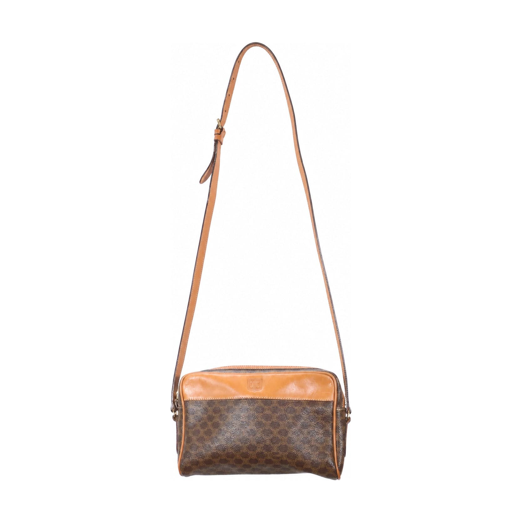 Céline Macadam Monogram Canvas Leather Crossbody Shoulder Bag Handbag Purse Brown handbags auction on bidia.ai