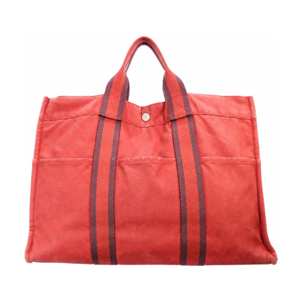 Hermès Fourre Tout MM Canvas Tote Bag Handbag Purse Red Silver Hardware handbags auction on bidia.ai