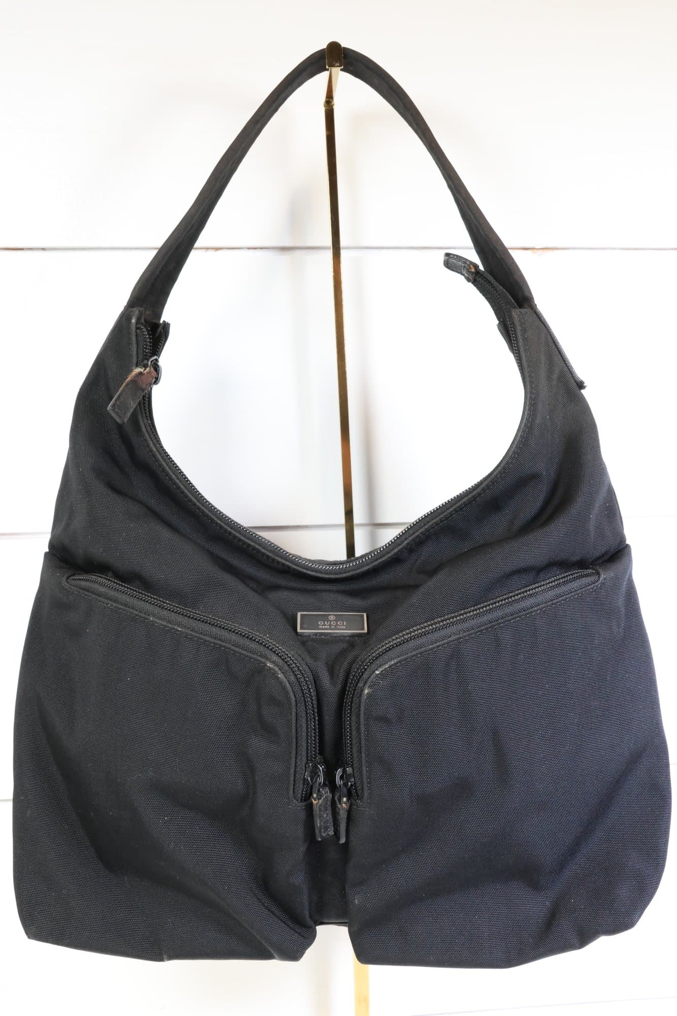Gucci Double Pocket Nylon Hobo Bag Purse Clothing & Fashion Accessories auction on bidia.ai