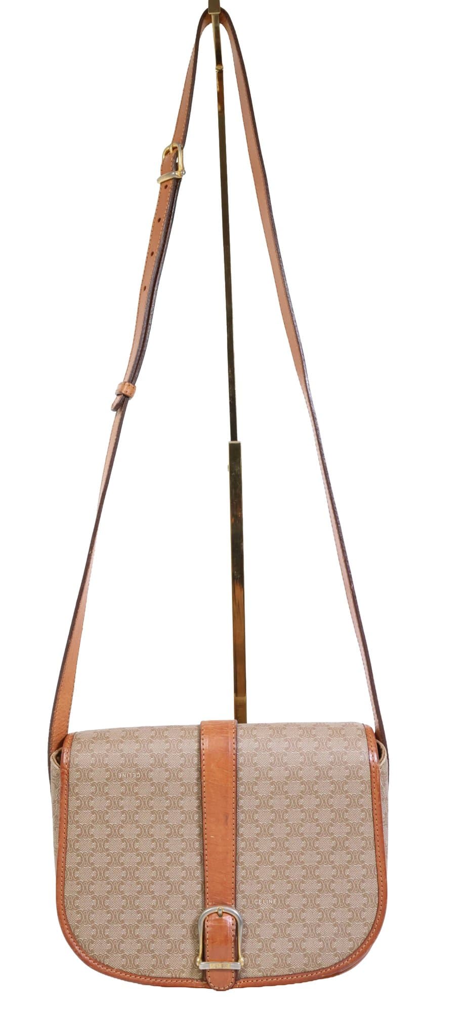 Celine Macadam Shoulder Bag Featuring A Patterned Canvas With Leather Trim Purse Jewelry & Watches auction on bidia.ai